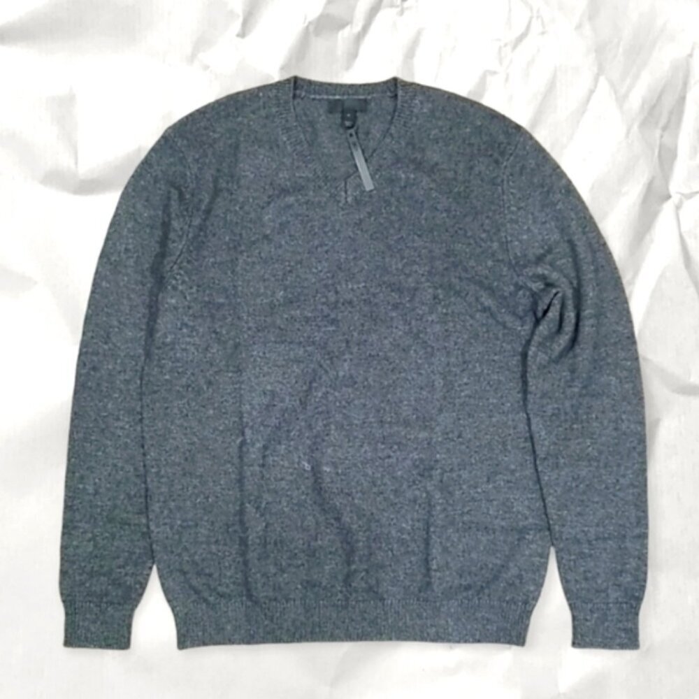 Asos Men's Sweater Size XL Lambswool V-neck Charcol Grey